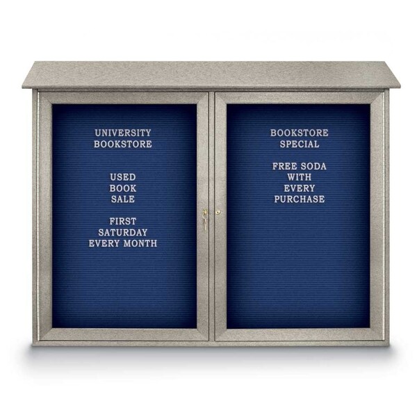 United Visual Products Indoor Enclosed Combo Board, 48"x36", Satin Frame/Blue & Pearl UVCB4836-BLUE-PEARL - main